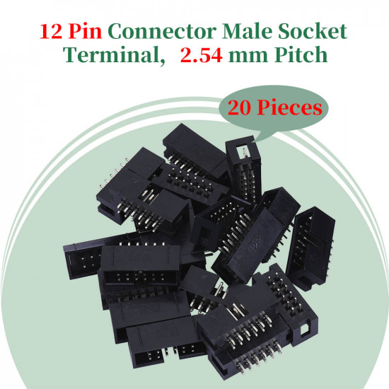 2.54 mm 2*6 Double Row 12 Pin IDC Box Header Connector Male Socket Terminal 2.54 mm 2*6 Double Row 12 Pin IDC Box Header Connector Male Socket Terminal