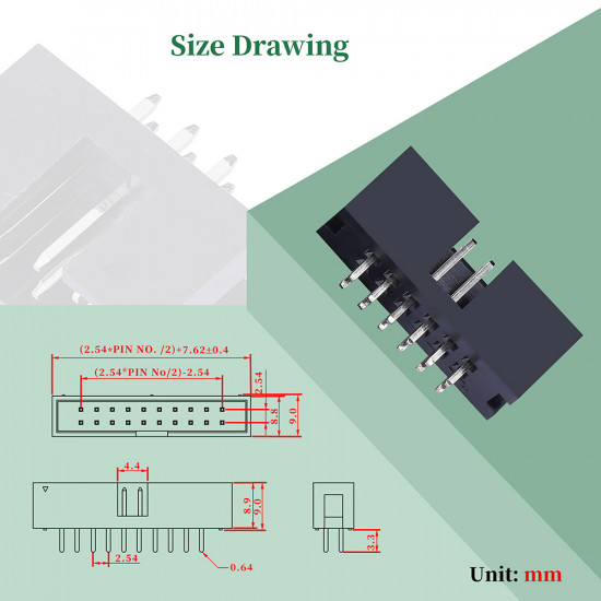 2.54 mm 2*6 Double Row 12 Pin IDC Box Header Connector Male Socket Terminal 2.54 mm 2*6 Double Row 12 Pin IDC Box Header Connector Male Socket Terminal