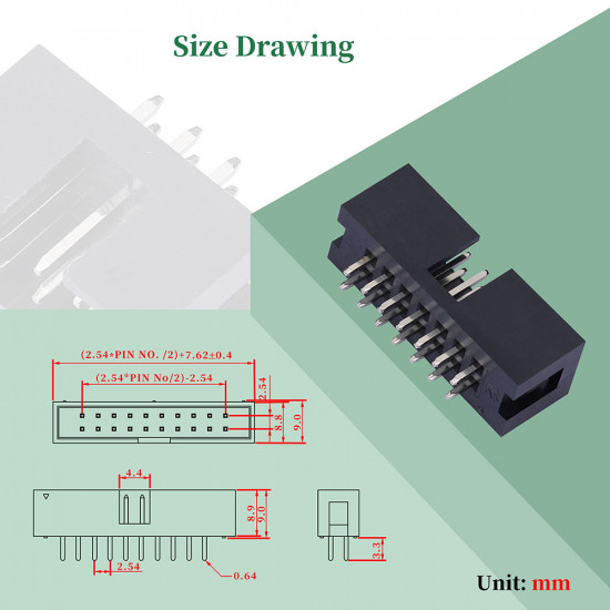 2.54 mm 2*7 Double Row 14 Pin IDC Box Header Connector Male Socket Terminal