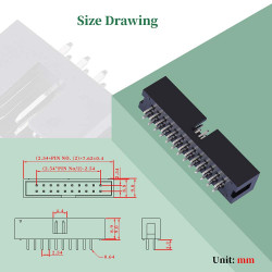 2.54 mm 2*13 Double Row 26 Pin IDC Box Header Connector Male Socket Terminal