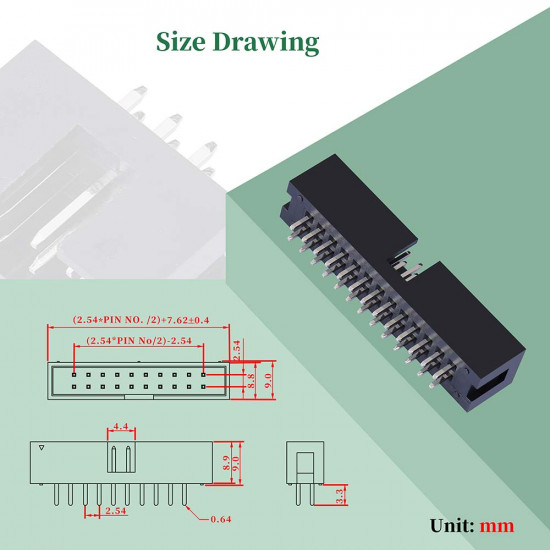 2.54 mm 2*13 Double Row 26 Pin IDC Box Header Connector Male Socket Terminal