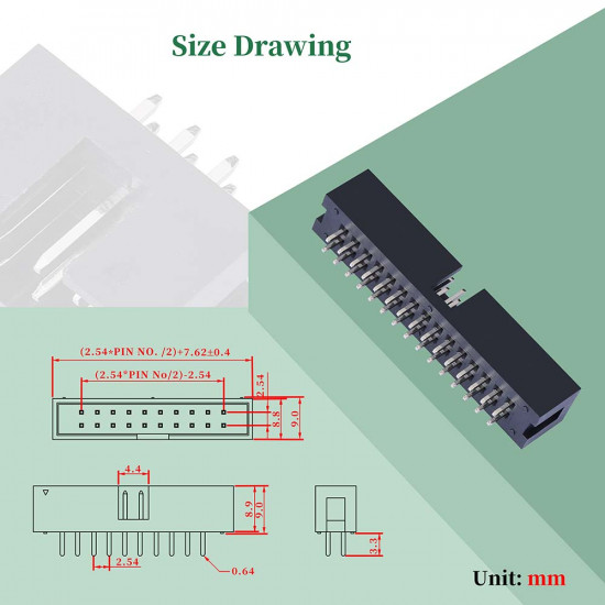 2.54 mm 2*15 Double Row 30 Pin IDC Box Header Connector Male Socket Terminal