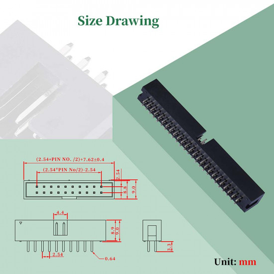 2.54 mm 2*25 Double Row 50 Pin IDC Box Header Connector Male Socket Terminal