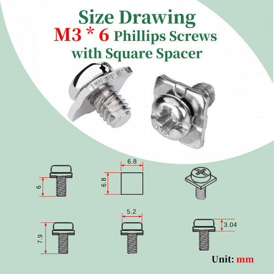 PCB Screw Type Soldering Terminals and M3 * 6 Phillips Screw with Square Spacer Kit