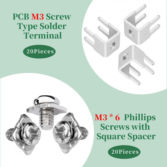 PCB Screw Type Soldering Terminals and M3 * 6 Phillips Screw with Square Spacer Kit PCB Screw Type Soldering Terminals and M3 * 6 Phillips Screw with Square Spacer Kit