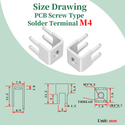 PCB Screw Type Soldering Terminals and M4 * 6 Phillips Screw with Square Spacer Kit