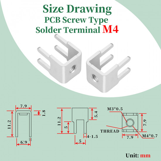 PCB Screw Type Soldering Terminals and M4 * 6 Phillips Screw with Square Spacer Kit PCB Screw Type Soldering Terminals and M4 * 6 Phillips Screw with Square Spacer Kit