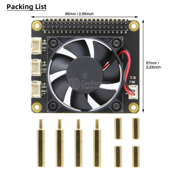 Cooling Quiet Fan Board for Raspberry Pi 4B/3B+/3B/2B Efficient Heat Dissipation.