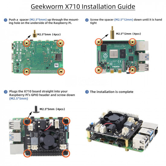 Raspberry Pi 4 B Raspberry pi 4 Power Management Expansion Board X715 Compatible with Pi 4B Pi 3.