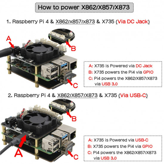 Raspberry Pi 4 M.2 NGFF SATA SSD Key-B NAS Storage Expansion Board X862 V2.0.