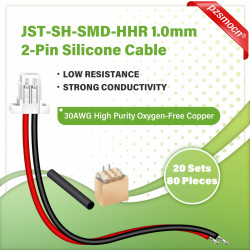 JST 1.0 mm SH HHR 2-Pin Connector 30AWG 20cm Silicone Cable  (20 Sets / 80 Pcs)