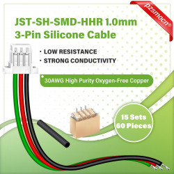 JST 1.0 mm SH HHR 3-Pin Connector 30AWG 20cm Silicone Cable (15 Sets / 60 Pcs)