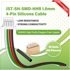 JST 1.0 mm SH HHR 4-Pin Connector 30AWG 20cm Silicone Cable (10 Sets / 40 Pcs)