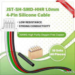 JST 1.0 mm SH HHR 4-Pin Connector 30AWG 20cm Silicone Cable (10 Sets / 40 Pcs)