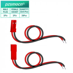 JST SYP 2.5 mm 2 Pin Male Plug 22AWG 20cm Silicone Cable (20 Pieces)
