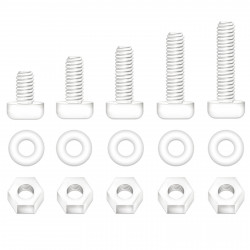 M3*10 mm White Nylon Screws and Nuts Kit with Washers（300 Pieces/100 Sets）