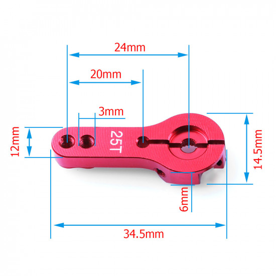 Double Fixed Hole 25T Steering-gear Metal Rocker Arm (Red) 2 Pieces Double Fixed Hole 25T Steering-gear Metal Rocker Arm (Red) 2 Pieces