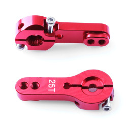 Double Fixed Hole 25T Steering-gear Metal Rocker Arm (Red) 2 Pieces